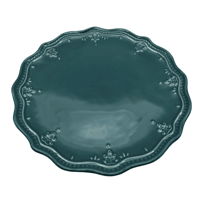 Set 6 Platos De Ceramica Turquesa Floral Vintage Elegante - Fliperex