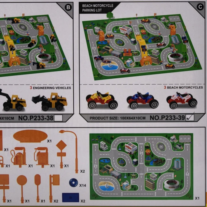 Juego Alfombra Para Niños Parking Garage Para Autitos 50 Pcs