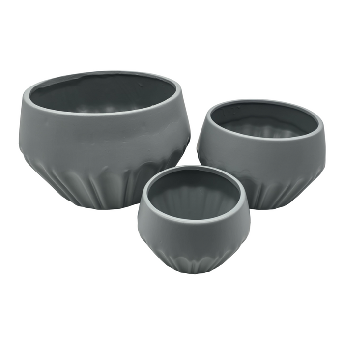 Set 3 Maceteros Maceta De Ceramica Diamante Elegante Gris