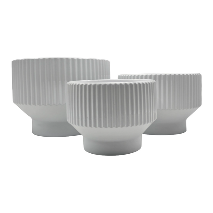 Set 3 Maceteros Maceta De Ceramica Copon Blanco Brillante