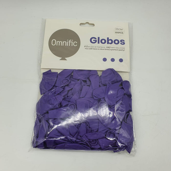 Globos Color Morado 100 Unidades Tamaño 25 Cm