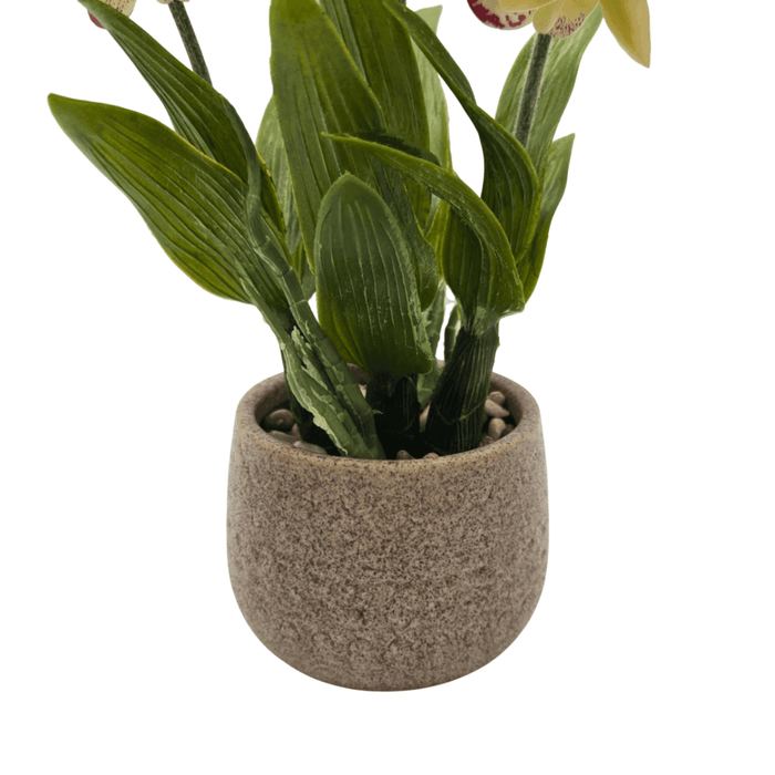 Planta Artificial Orquidea Amarilla Decorativa Macetero Loza - Fliperex