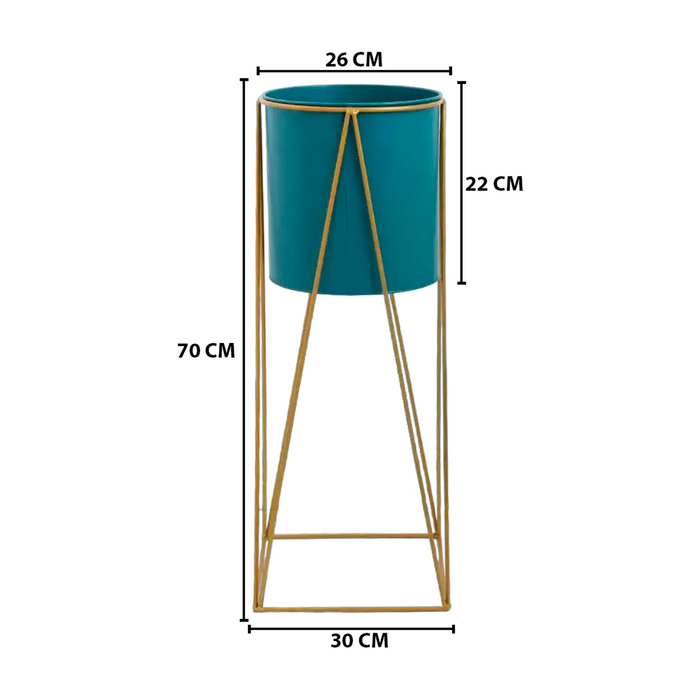 Porta Macetero Pedestal Maceta Plantas Verde Dorado