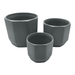 Set 3 Maceteros Maceta De Ceramica Gris Lineas Verticales - Fliperex