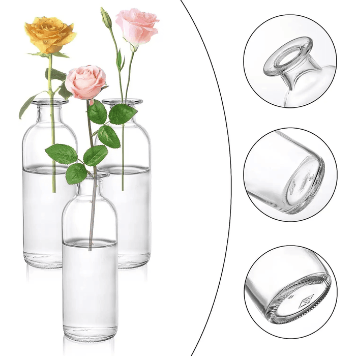 Florero Botella Decorativa De Vidrio Cristal Transparente - Fliperex