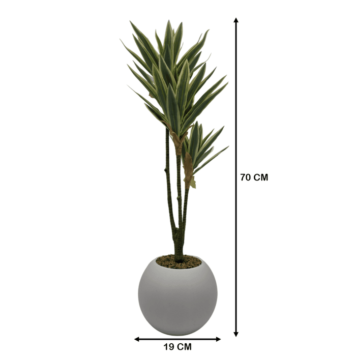 Planta Artificial Dracena Grande En Macetero Plastico Blanco - Fliperex