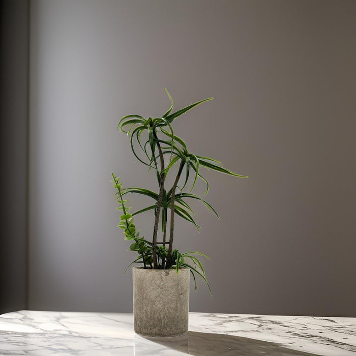 Planta Artificial Tropical Macetero Ceramica Gris