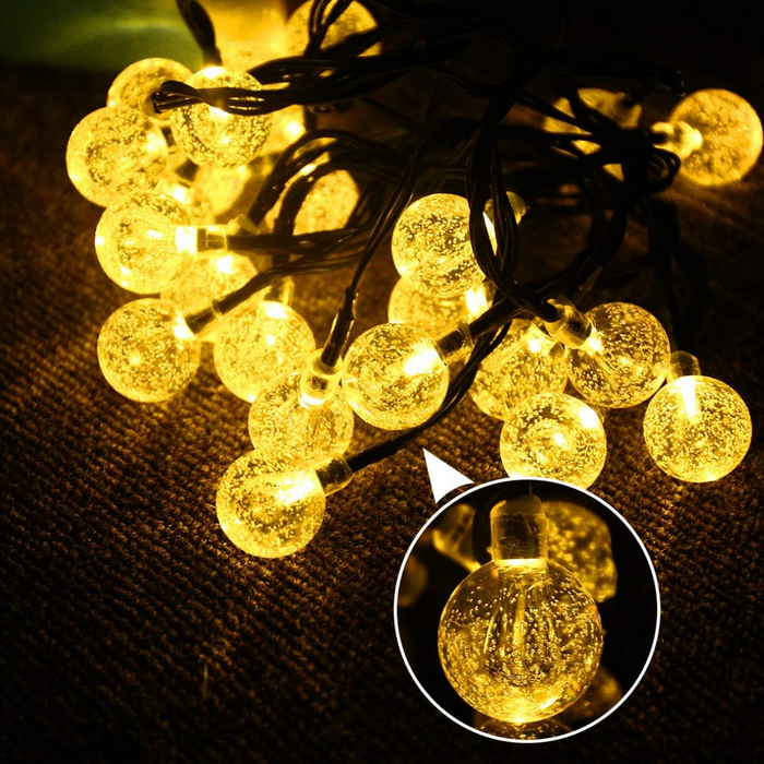 Guirnalda Solar Esfera Bolitas Luces Led Decoracion Jardin