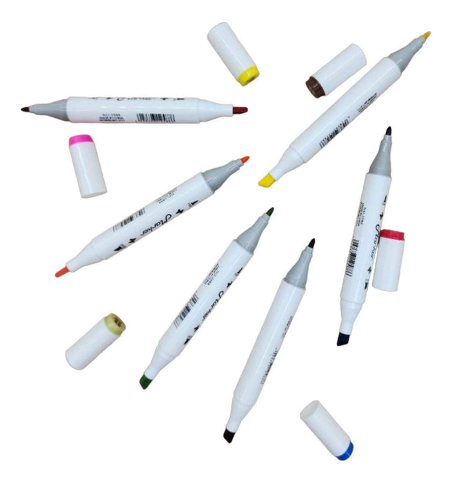 Set Marcadores Doble Punta 18 Lapices Plumones Arte Marker - Fliperex