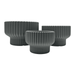 Set 3 Maceteros Maceta De Ceramica Estilo Copon Gris Mate - Fliperex