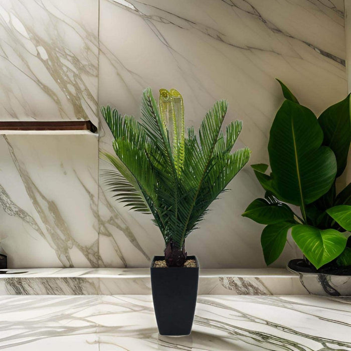 Planta Artificial Palmera Macetero Plastico Negro Grande - Fliperex