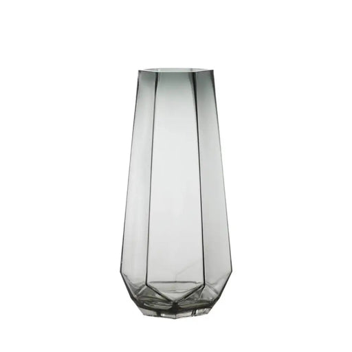 Florero Decorativo Geometrico Hexagonal De Vidrio Oscuro M - Fliperex
