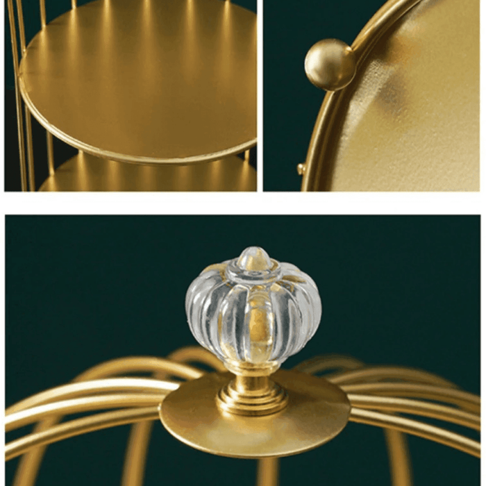 Jaula Bandeja Dorada De Decoracion Metalica Multiuso - Fliperex