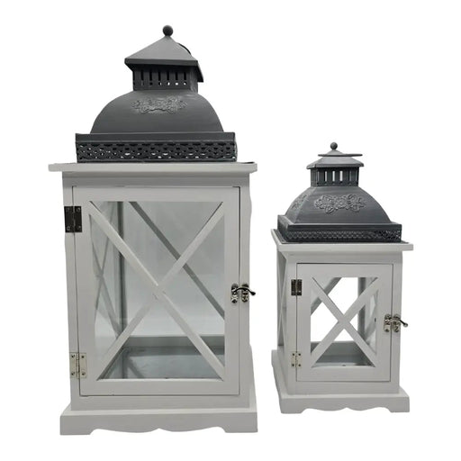 Set 2 Farol Calentador De Vela Costero De Madera Blanca - Fliperex