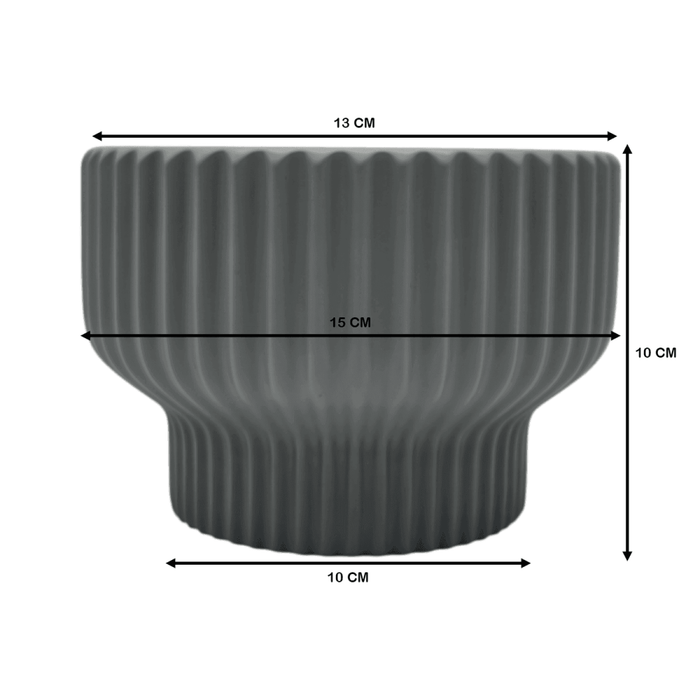 Macetero Maceta De Ceramica Estilo Copon Gris Mate S - Fliperex
