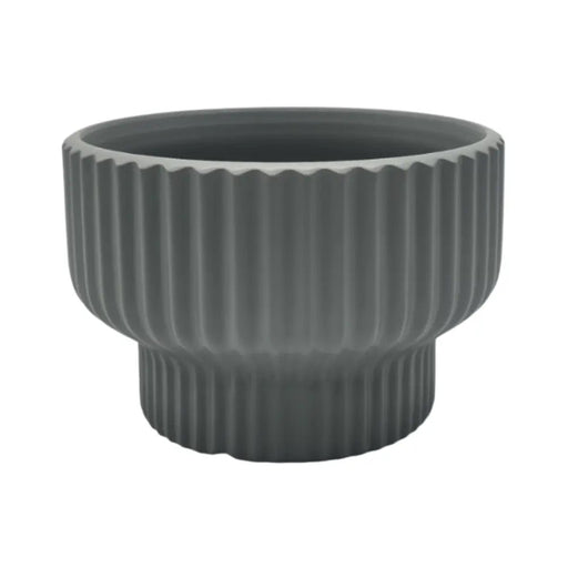 Macetero Maceta De Ceramica Estilo Copon Gris Mate L - Fliperex
