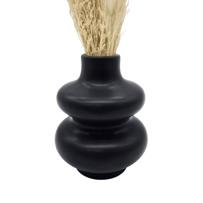 Florero De Ceramica Decorativo Diseño Negro Flores Secas - Fliperex