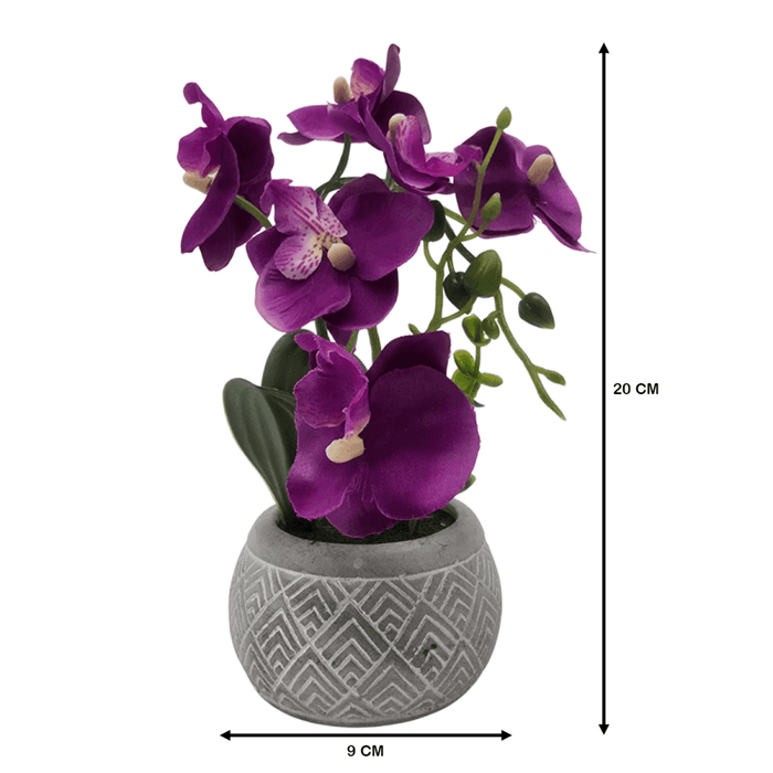 Planta Artificial Orquidea Pequeña Macetero De Cemento - Fliperex