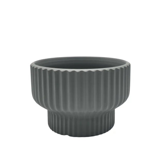 Macetero Maceta De Ceramica Estilo Copon Gris Mate S - Fliperex