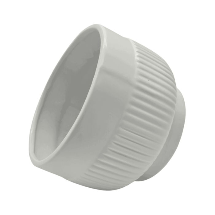 Macetero Maceta De Ceramica Lineas Relieve Blanco L - Fliperex
