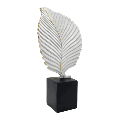 Figura Adorno De Hoja Blanca Decorativa En Resina Moderna M - Fliperex