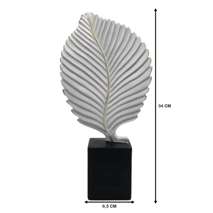Figura Adorno De Hoja Blanca Decorativa En Resina Moderna M - Fliperex