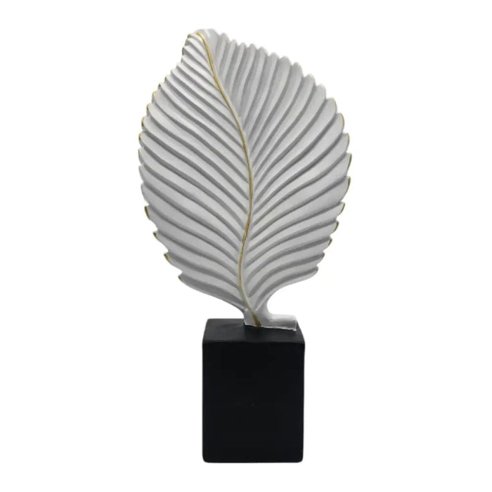 Figura Adorno De Hoja Blanca Decorativa En Resina Moderna M - Fliperex