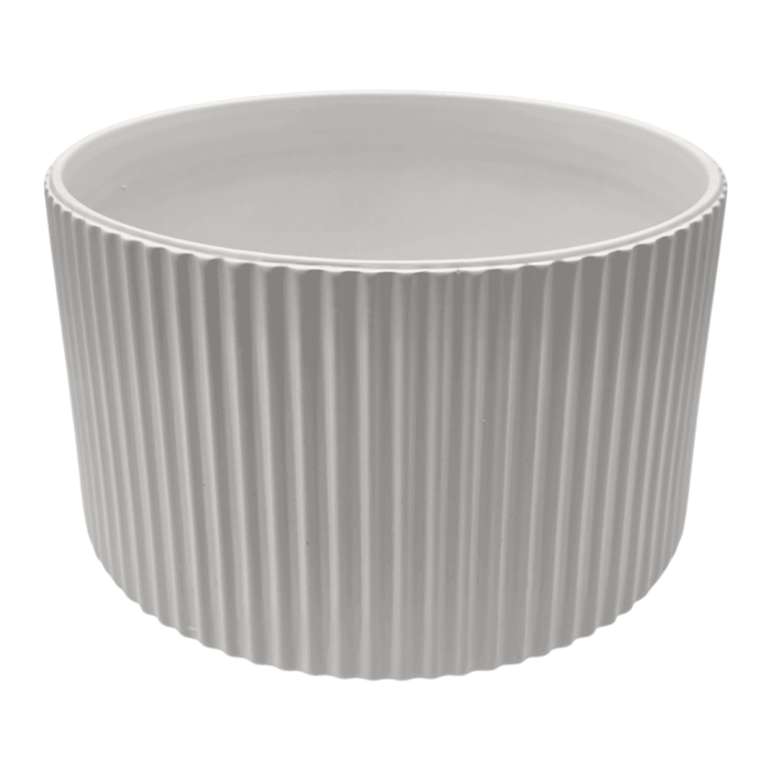 Set 2 Maceteros Maceta De Ceramica Blanco Lineas Verticales - Fliperex