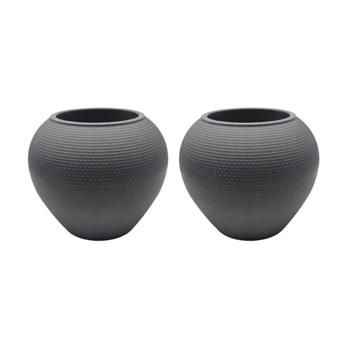 Set 2 Maceteros Plastico Redondo Ovalado Moderno Textura L - Fliperex