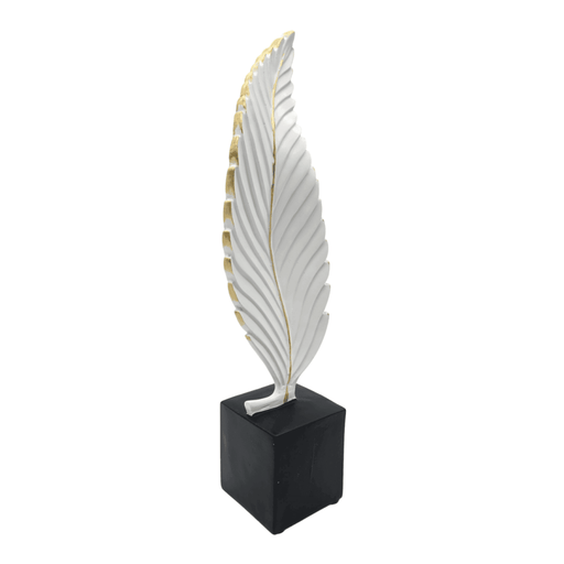 Figura Adorno De Hoja Blanca Decorativa En Resina Moderna S - Fliperex