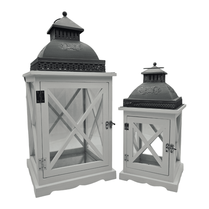 Set 2 Farol Calentador De Vela Costero De Madera Blanca - Fliperex
