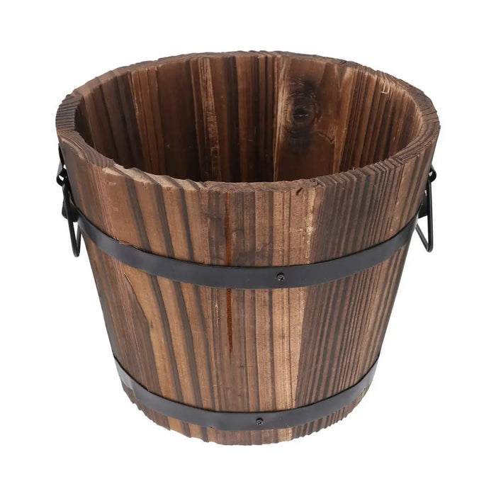 Macetero De Madera Tipo Barril Para Jardin Terraza Planta XL