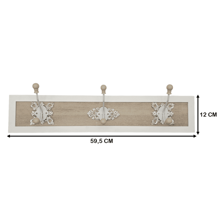 Perchero De Pared Colgador Vintage 3 Ganchos Dobles Blanco - Fliperex
