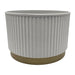 Macetero Plastico Redondo Bajo Premium Blanco Base Dorado - Fliperex