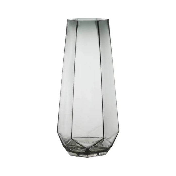 Florero Decorativo Geometrico Hexagonal De Vidrio Oscuro L - Fliperex