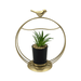 Figura Decorativa Candelabro Pajarito Dorado Con Mini Planta - Fliperex
