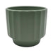 Macetero Maceta De Ceramica Verde Oliva Lineas Verticales L - Fliperex
