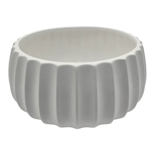 Macetero Maceta De Ceramica Copon Ranurado Blanco Brillante - Fliperex