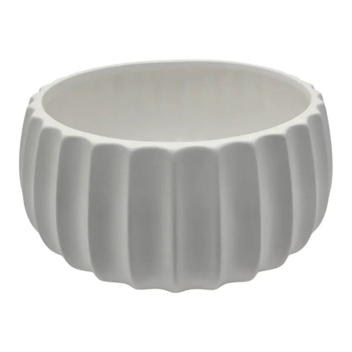 Macetero Maceta De Ceramica Copon Ranurado Blanco Brillante - Fliperex