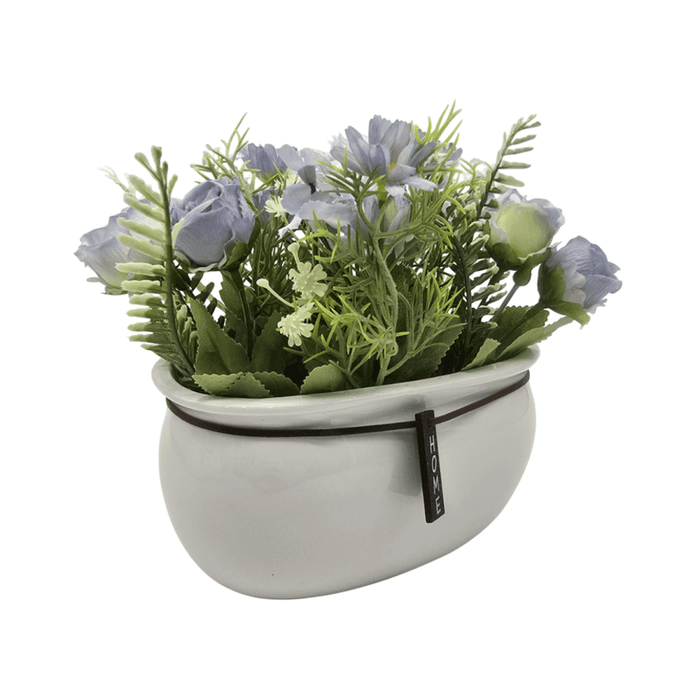 Planta Artificial Macetero Ceramica Blanco Arreglo Floral - Fliperex