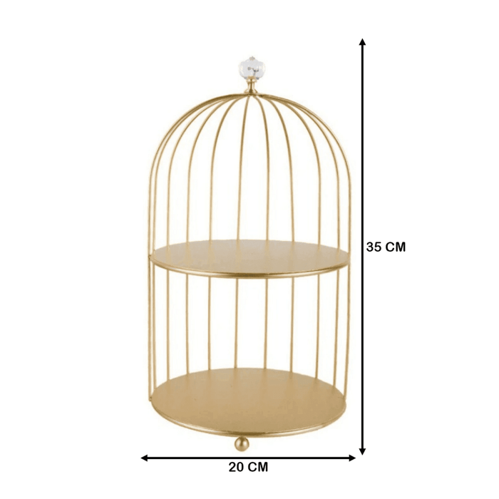 Jaula Bandeja Dorada De Decoracion Metalica Multiuso - Fliperex