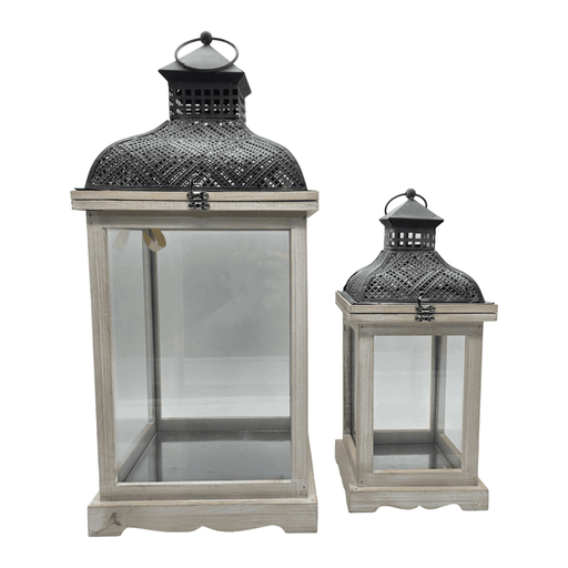 Set 2 Farol Calentador De Vela Costero De Madera Blanco - Fliperex