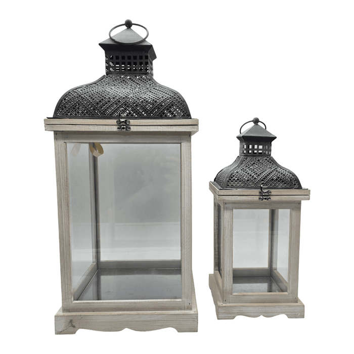 Set 2 Farol Calentador De Vela Costero De Madera Blanco - Fliperex