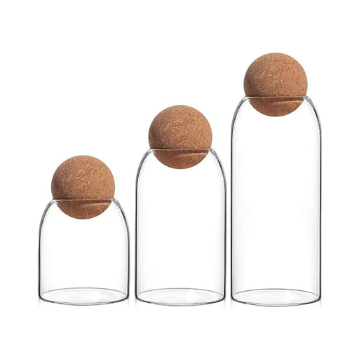 Set 3 Botellas Frascos Vidrio Transparente Tapa De Corcho - Fliperex