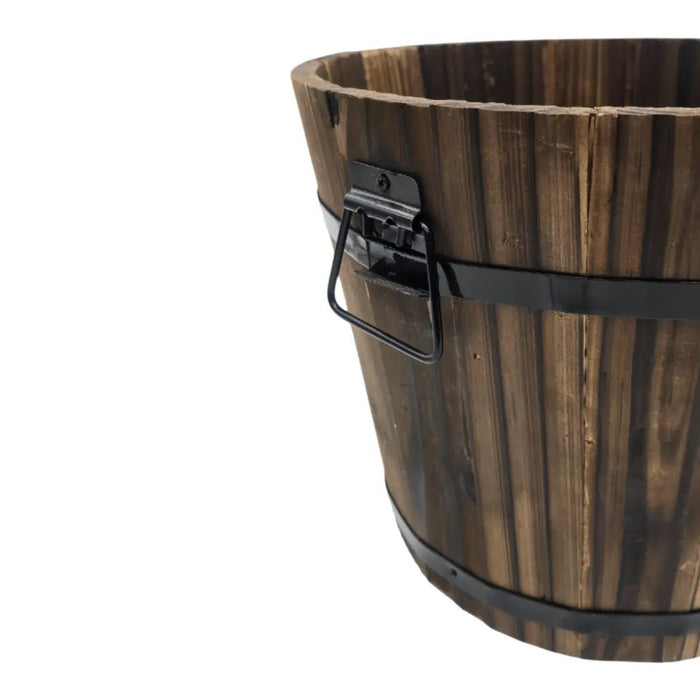 Macetero De Madera Tipo Barril Para Jardin Terraza Planta XL