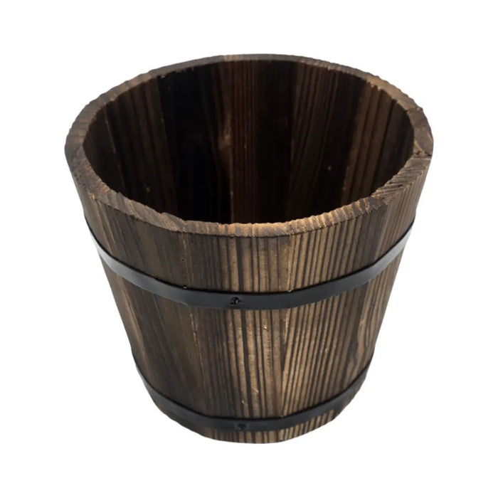Macetero De Madera Tipo Barril Para Jardin Terraza Planta XS