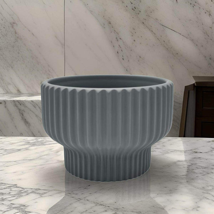 Macetero Maceta De Ceramica Estilo Copon Gris Mate M - Fliperex