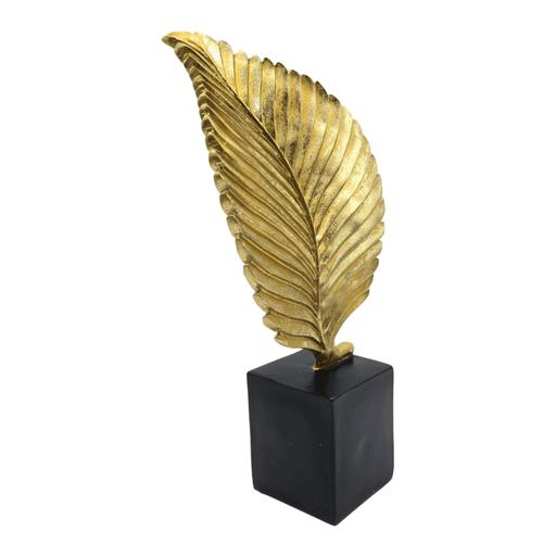 Figura Adorno De Hoja Dorada Decorativa En Resina Moderna M - Fliperex