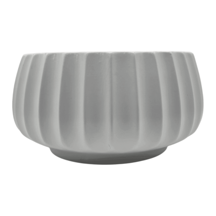 Macetero Maceta De Ceramica Copon Ranurado Blanco Brillante - Fliperex