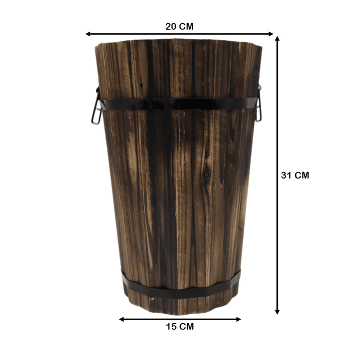 Macetero De Madera Tipo Barril Alargado Jardin Terraza M - Fliperex